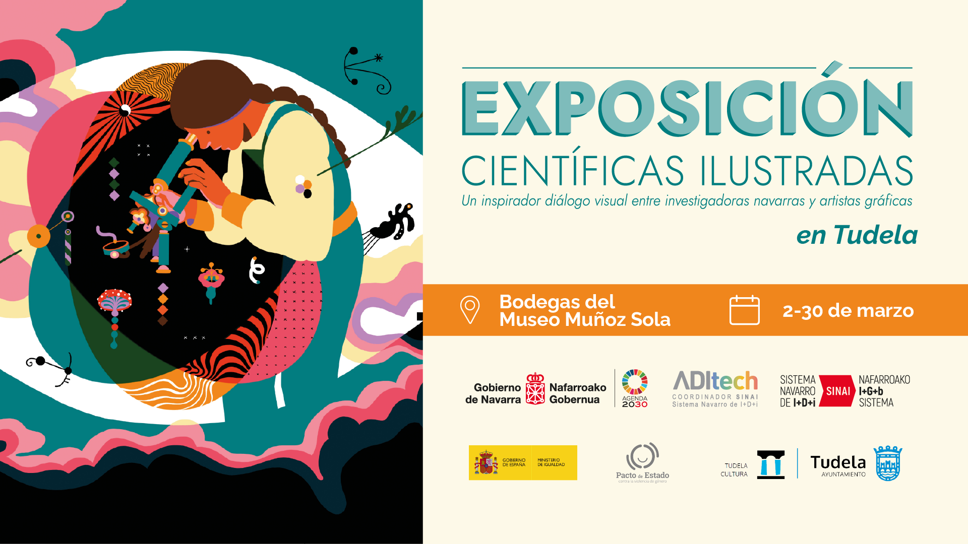 Cartel e la exposición científicas ilustradas en Tudela